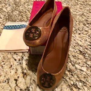 Tory Burch Reva Ballet Copper Sequins 7M NIB